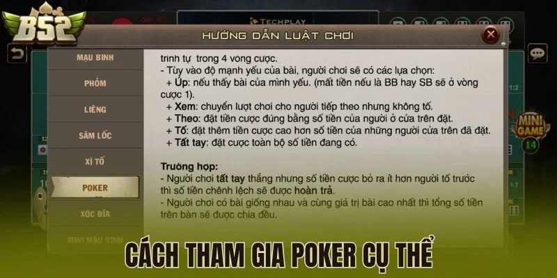 Cách tham gia Poker cụ thể