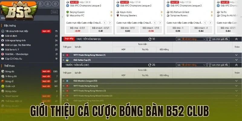 Giới thiệu cá cược bóng bàn B52 Club